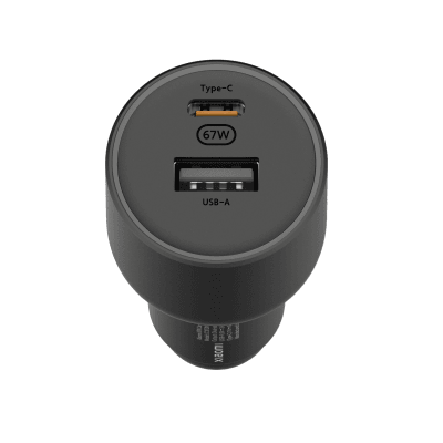 Зарядное устройство автомобильное Xiaomi Mi 67W Car Charger USB-A + Type-C (BHR6814GL), черный— фото №1